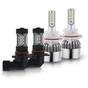 H13 High/Low Beam Headlamp & 9145/H10/9140 Fog Light LED Bulbs Combo 8000K - Picture 1 of 6