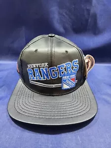New York Rangers NHL Hat Black Leather Adjustable Snapback Cap New - Picture 1 of 11