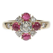 K18YG design ring with diamonds 0.34/0.44ct rubies 0.82ct #035
