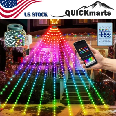 200LED Christmas Tree Waterfall String Lights Outdoor Indoor Xmas Holiday Decor - Image 1 of 4