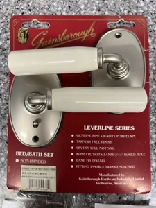 RARE! Gainsborough Bisque White & Satin Steel Bed & Bath Lever Set 88635 (B) - Picture 1 of 7