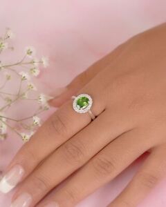 925 Solid Sterling Silver Cut White Topaz Simulated Emerald Topaz Ring-7 US w197