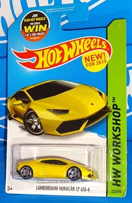 Nuevo Lamborghini Huracan LP 610-4 2015 HW Garage #222 amarillo con PR5s Hot Wheels Foto 1 de 2