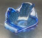 VTG MCM Murano BLUE Bullicante Art Glass Ashtray Trinket Dish Bowl EUC