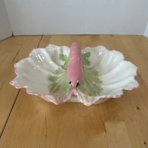 Vintage Ceramic Lobster Divided Serving Platter Dish Hand Painted White Pink 13" - Picture 1 of 12