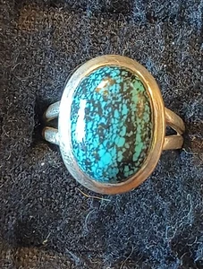 Vintage Indianer 100 % Nyshibar Türkis Edelstein Ring Größe 8,25 signiert - Bild 1 von 22
