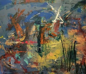 Pieza de arte original contemporánea moderna abstracta profesional 2025 GRANDE - Imagen 1 de 14