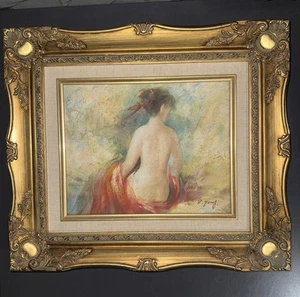 Victorian Lady Oil Painting Impressionist Ornate Gold Frame By R. Young 15x13” - Picture 1 of 24