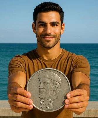 Caribbean 3.00 coin KM#346 OR KM#346a 1990-2002 - Image 1 of 2