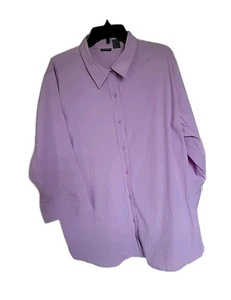North Crest Button Up Blouse Women's 3X Lavender 3/4 Length Sleeves Plus Size - Picture 1 of 4