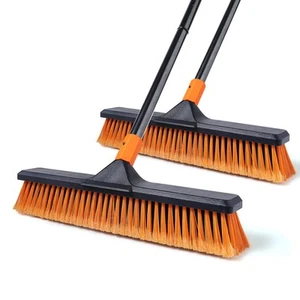 18" Push Broom Outdoor with 65” Extendable Long Handle, Stiff Bristle Heavy D... - Picture 1 of 6