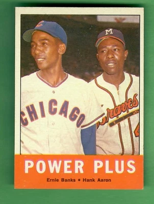 1963 Topps #242 Power Plus - Hank Aaron - Ernie Banks - casi como nuevo Foto 1 de 2