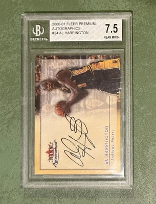 Autographics Fleer Premium Al Harrington 2000-01 Indiana Pacers Bgs 7,5 Foto 1 de 2