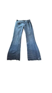 Citizens of Humanity Dunaway Full Leg Flare Jeans Wm Sz 28 Blue Distressed L30 - Picture 1 of 23