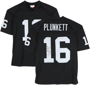 Jim Plunkett Oakland Raiders Signed Black Jersey with "SB XV MVP" Inscription - Picture 1 of 5