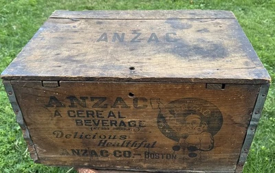 Bebida de lúpulo Anzac Boston MA Era de la Prohibición Lg CAJA DE MADERA refresco antigua Foto 1 de 4