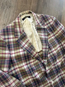 Brooks Brothers three button vintage blue green Madras plaid blazer jacket 40S - Picture 1 of 9