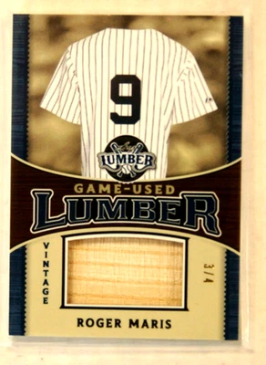 2024 Hoja Madera #GUV-11 Roger Maris Salón de la fama Juego Usado Vintage Madera Reliquia Azul 3/4 Foto 1 de 3