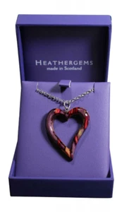 Stunning Scottish Heathergems Open Heart Drop Pendant Necklace with Chain - Picture 1 of 6