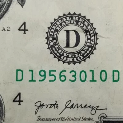 Birthday Anniversary October 19, 1956 $1 Dollar Bill Fancy Serial One 2017 D D - Image 1 of 4