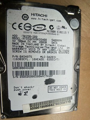 HITACHI HTS542520K9SA00  (PARTS ONLY) - Image 1 of 2