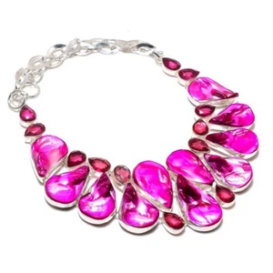 Rosa Perlmutt Turmalin Edelstein Halskette handgefertigter Schmuck 18 Zoll BN... - Bild 1 von 7