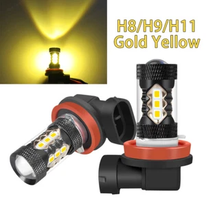 2X ERROR FREE H11 YELLOW LED FRONT FOG SPOT LAMP LIGHT BULBS HIGH POWER XENON - Picture 1 of 14