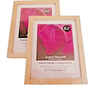 Photo Frames 5 x 7 (2) Gold Glitter Wall Mount or Easel Back - Picture 1 of 1