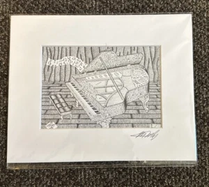 GRAND PIANO ARTWORK ROBERT FRIEDENBERG MATTED 10 X 8 - Picture 1 of 4