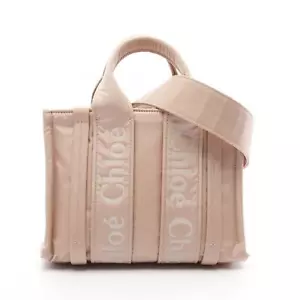 Chloe WOODY Small Tote 2way Umhängetasche CHC23WS397L416K7 Nylon Pink Gebrauc... - Bild 1 von 10