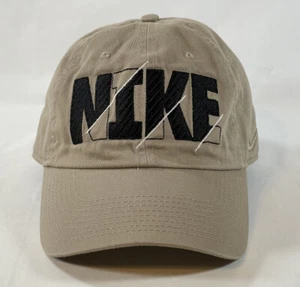 Vtg Nike Khaki/Tan Y2K Hat Cap Adjustable Embroidered Spell Out Orange Tag - Picture 1 of 8
