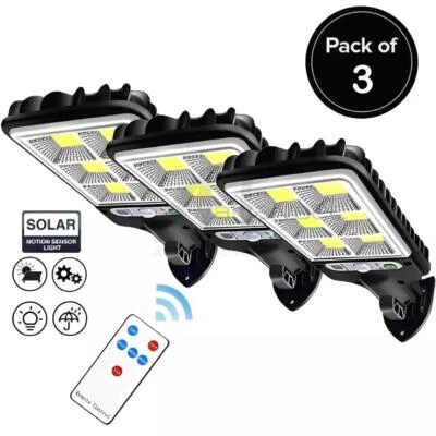 AUTOMATIONPRO 3pcs Outdoor Solar Wall Light LED Motion Sensor Bright Flood Street Lamp 3 Modes