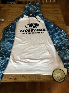 Men or Woman's Mossy Oak Fishing Hoodie & Face Gaiter, 2XL, Blue and White - Picture 1 of 4