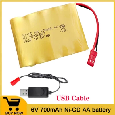 6V 700mAh NI-CD AA Akku mit Ladegerät für RC Elektro Spielzeug Auto - Bild 1 von 2