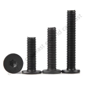 Black 304 Stainless Steel Torx Socket Utrathin Flat Head Screws M2 M2.5 M3 M4-M8 - Picture 1 of 12