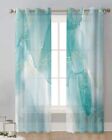Marble Agate Sheer Curtains 84 Inches Long 2 Panel Set, Marbling Gold Gradien...
