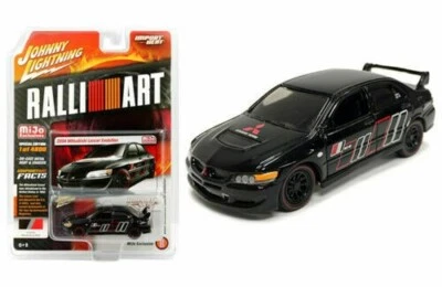 Johnny Lightning 1/64 RalliArt  2004 Mitsubishi Lancer Evolution Black JLCP7168 - Image 1 of 2