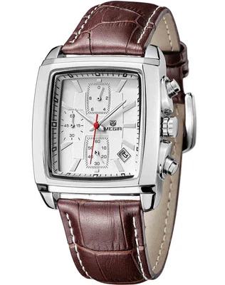 Quartz Chronograph MEGIR Mens Business Casual Watch Leather Wrist Formal Fashion - Image 1 of 4