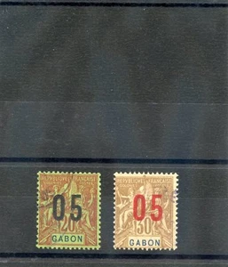 GABON Sc 75a,77a(YT 77A,79A)F-VF USED 1912 05c/20c, 05c/30c, WIDE SETTINGS $40 - Bild 1 von 1