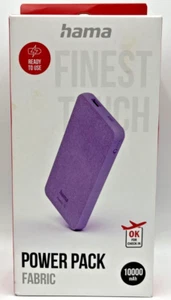 hama Power Pack Fabrik | Powerbank 10000 mAh | Lila Flieder | mit Stoffrückseite - Zdjęcie 1 z 3