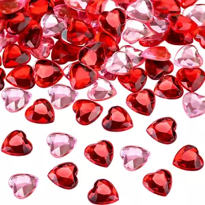 Valentines Day Acrylic Heart 3D Acrylic Heart Rhinestones Flat Red and Back Deco - Picture 1 of 8