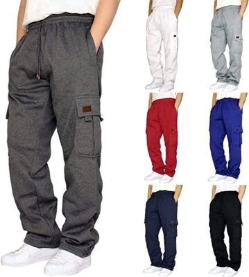 Mens Tracksuit Cargo Sweatpants Bottoms Jogging Sports Pants Trousers - Image 1 of 4
