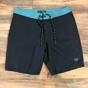 Jacks Surfboards Board Shorts Mens Black Green Drawstring Casual Beach Size 34 - Picture 1 of 9