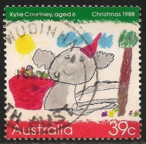 Australia #1103 (A398) VF USED - 1988 39c Koala Wearing A Santa Hat, by Courtney - Picture 1 of 1