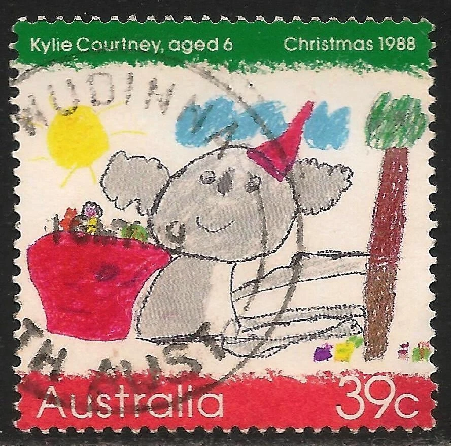 Australia #1103 (A398) VF USED - 1988 39c Koala Wearing A Santa Hat, by Courtney - Image 1 of 1