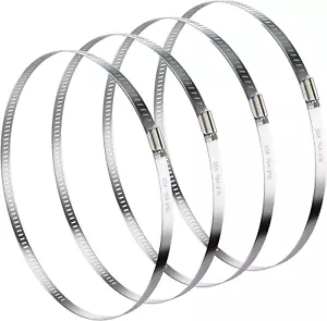 8 Inch Hose Clamp Adjustable 304 Stainless Steel Duct Clamp 4 Pack Worm - Picture 1 of 12