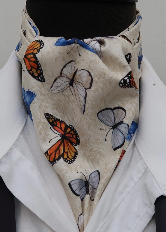 Мужской крем и разноцветный бабочек хлопок Ascot галстук-карман квадратный - Изображение 1 из 4