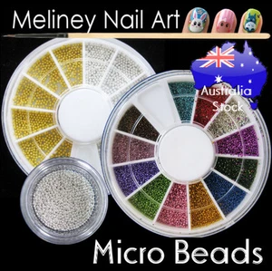 Micro Beads Gold Silver Caviar Set Nail Art Decoration Metal Craft Supply Balls - Picture 1 of 13
