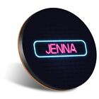 1x Round Coaster 12cm Neon Sign Design Jenna Name #353079