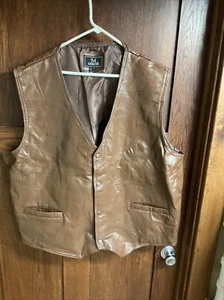 chaleco cuero marrón colección m 4xl - Imagen 1 de 4